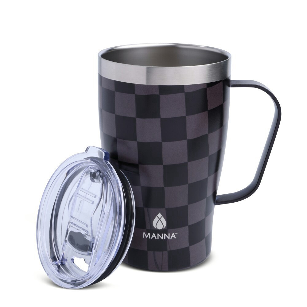 slide 2 of 4, Manna Cozy Stainless Steel Mug - Black Checkers, 18 oz
