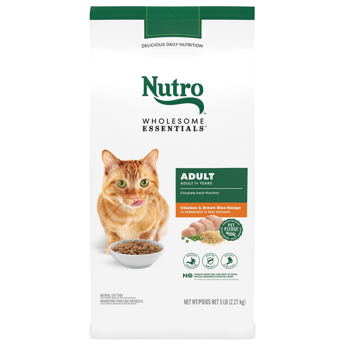 slide 1 of 5, Nutro Wholesome Essentials Adult 1+ Years Chicken & Brown Rice Recipe Cat Food 5 lb, 5 lb