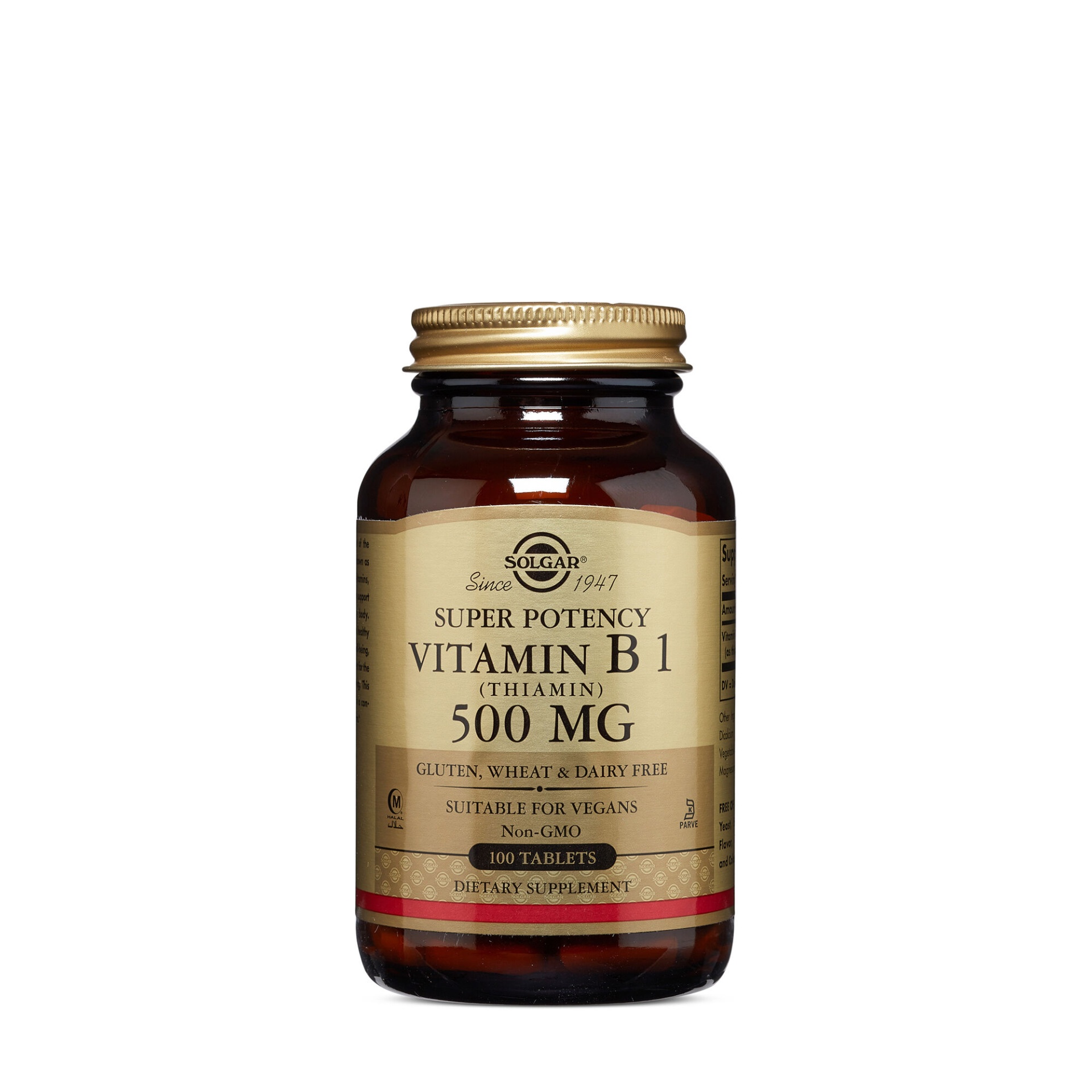 slide 1 of 1, Solgar Super Potency Vitamin B1 (Thiamin) 500 MG, 100 ct