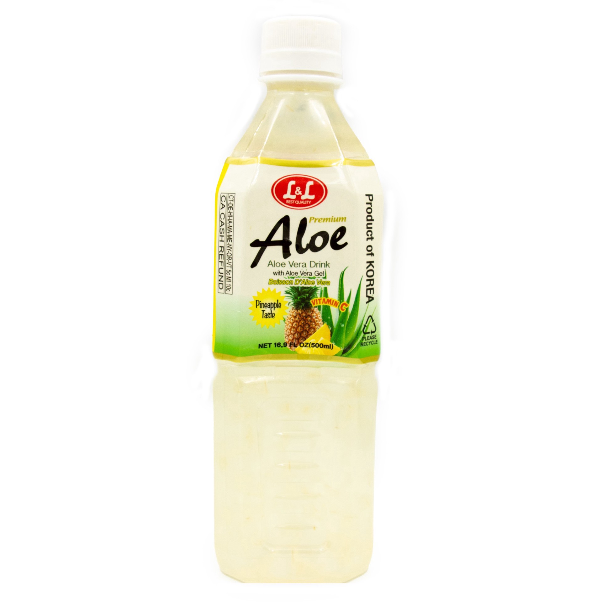 slide 1 of 1, L&L Premium Aloe Vera Drink - Pineapple, 16.9 oz