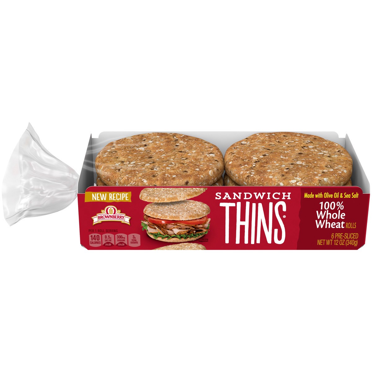 slide 1 of 1, Arnold/Brownberry/Oroweat 100% Whole Wheat Sandwich Thins, 12 oz