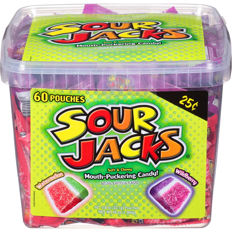 slide 1 of 9, Sour Jacks Tub, 60 ct