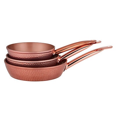 slide 1 of 1, Kitchen & Table Rose Gold Hammered Fry Pan Set, 1 ct