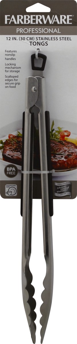 slide 10 of 10, Farberware Professional 12 Inches Stainless steel Tongs 1 ea, 1 ct
