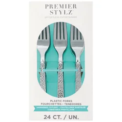 Unique Hammered Silver Forks, 24 ct Box