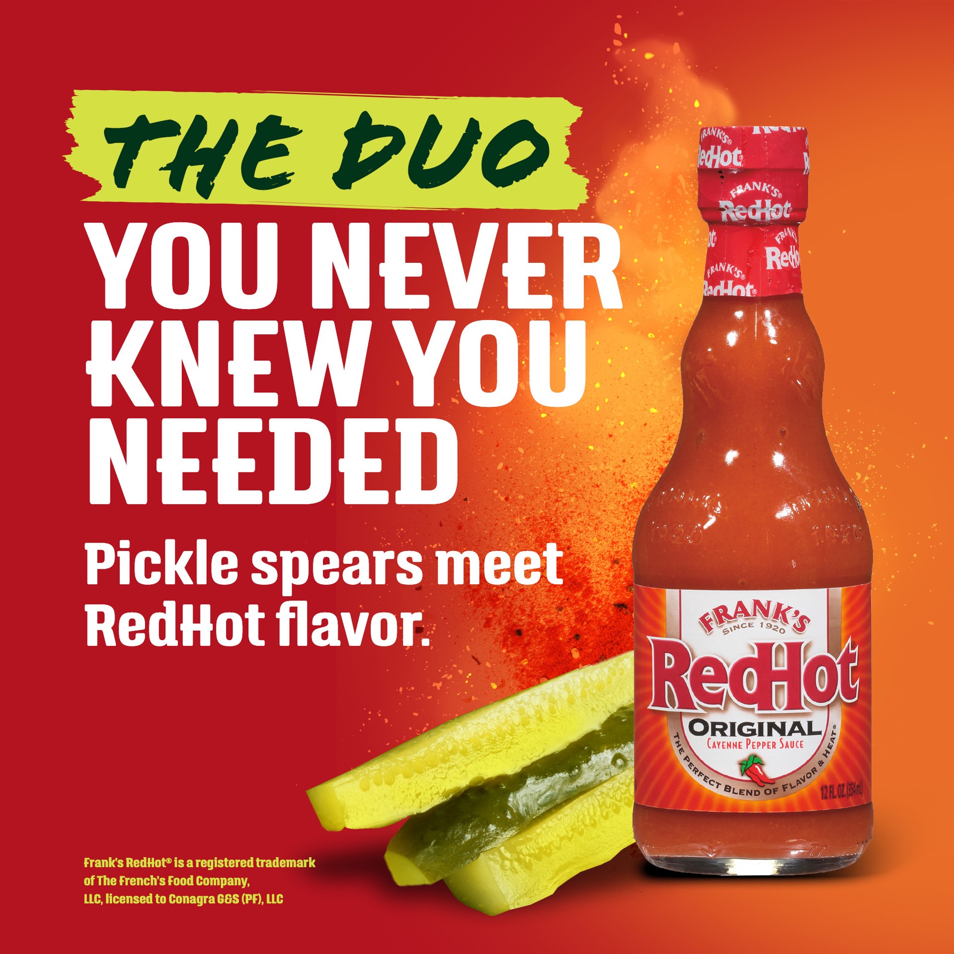 slide 5 of 5, Vlasic Frank's RedHot Original Cayenne Pepper Sauce Flavored Kosher Dill Pickle Spears, 24 oz., 24 fl oz