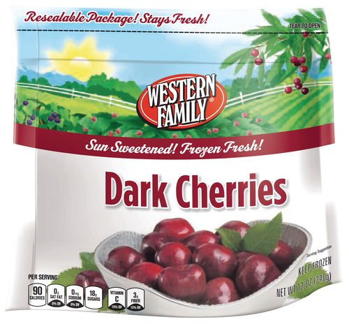 slide 1 of 1, Western Family Cherries Dark Swt, 12 oz