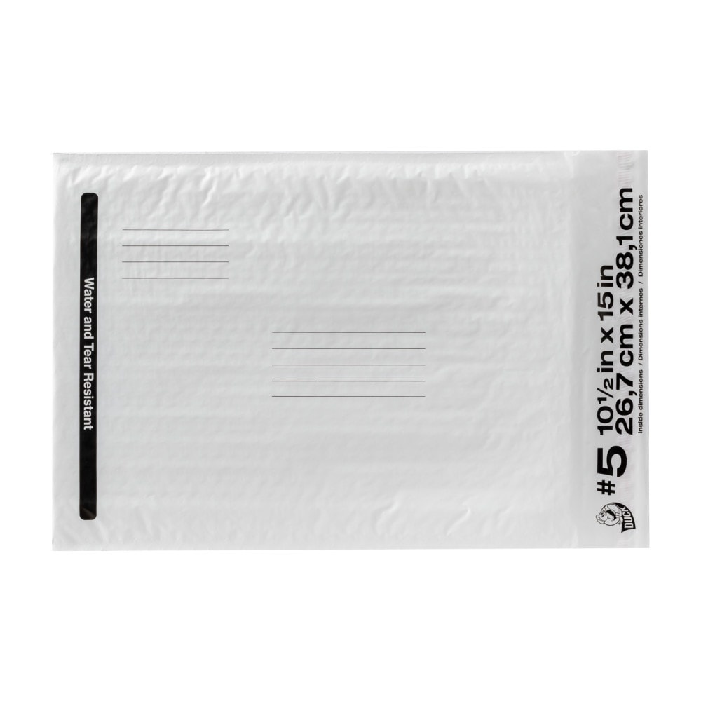 slide 1 of 1, Duck Poly Bubble Mailer Envelope - White, 10.5 in x 15 in