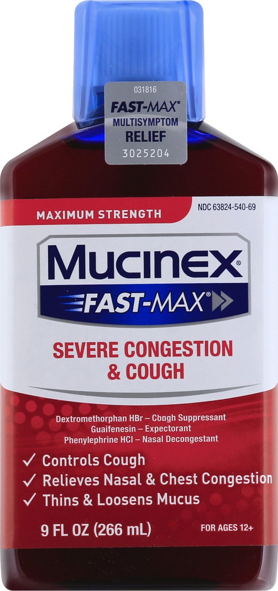 slide 8 of 9, Mucinex Fast-Max Severe Congestion & Cough Relief Liquid, 9 fl oz