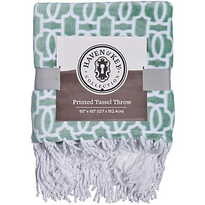 slide 1 of 1, Haven & Key Bold Trellis Tassel Throw, 50 in x 60 in