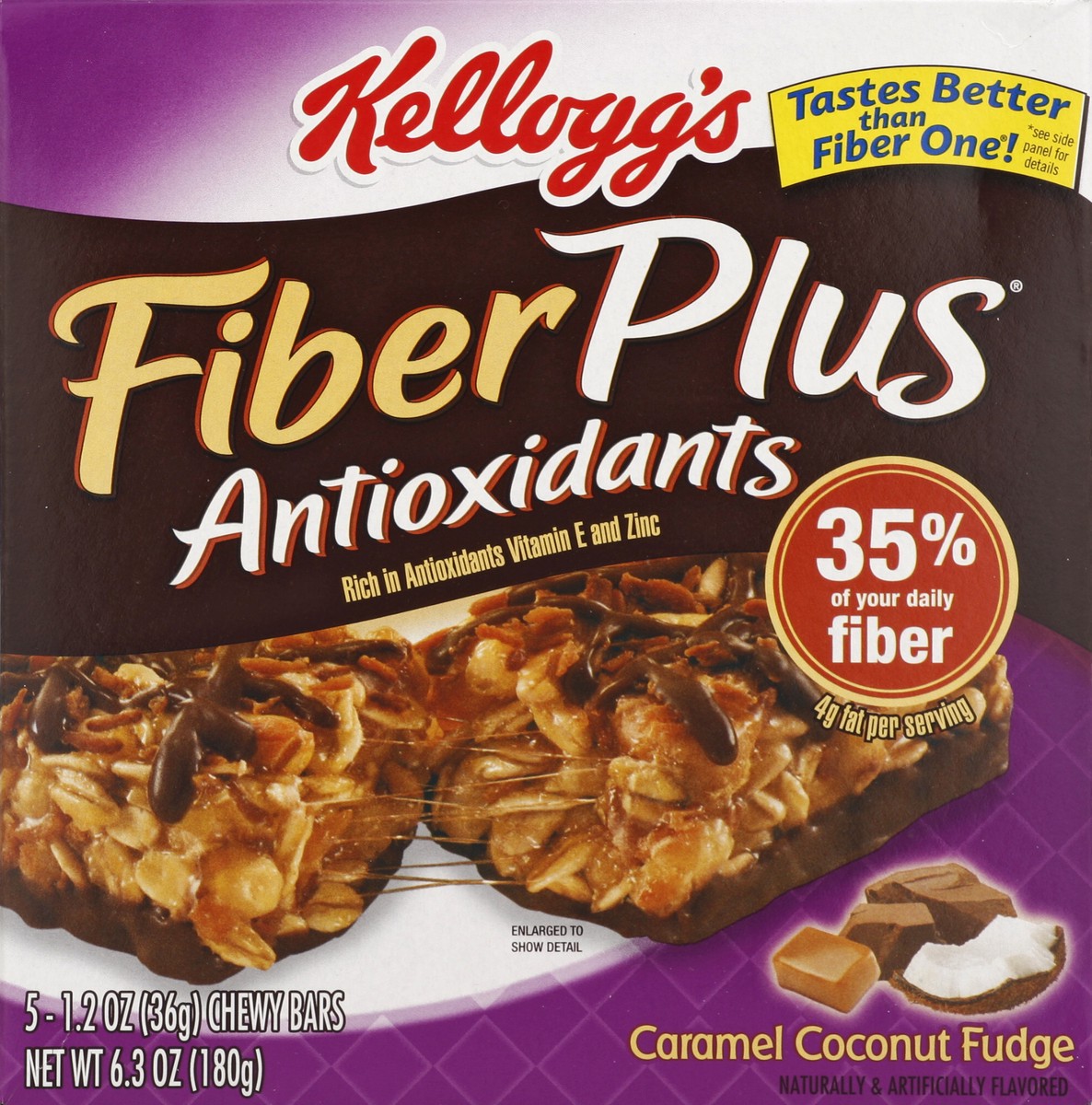 slide 5 of 6, Kellogg's Fiberplus Antioxidants Caramel Coconut Fudge Chewy Bars, 5 ct; 6.3 oz