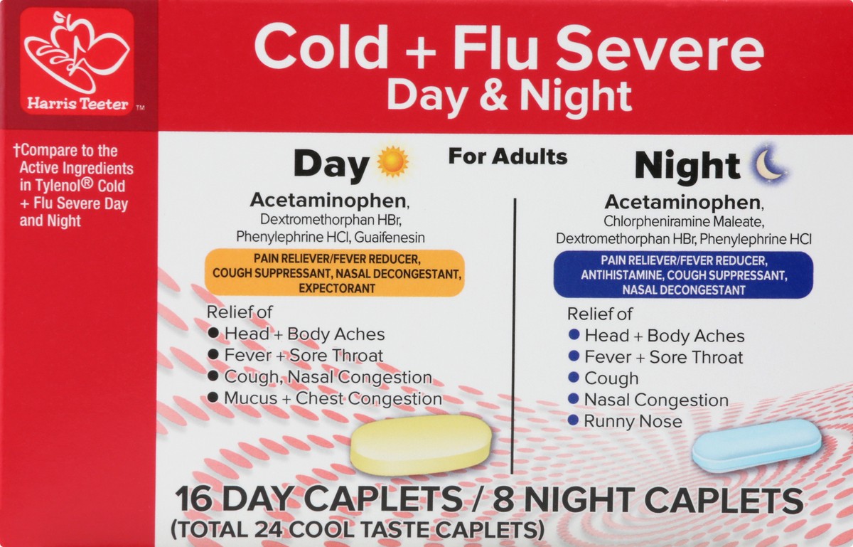 slide 2 of 12, Harris Teeter Cold + Flu Severe Day/Night, 24 ct