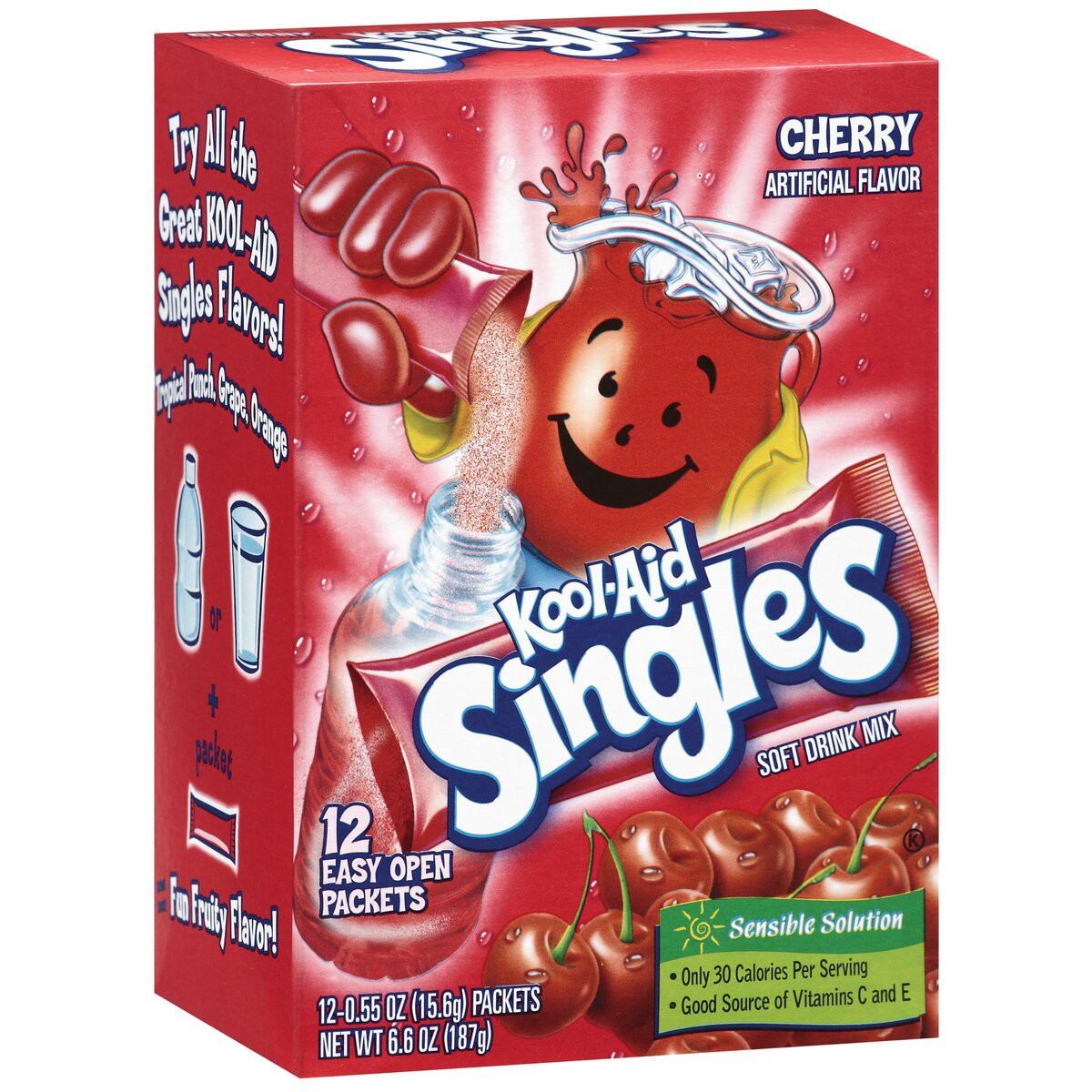 slide 3 of 3, Kool-Aid Singles Sugar-Sweetened Cherry Artificially Flavored Powdered Soft Drink Mix, 12 ct On-the-Go-Packets, 12 ct