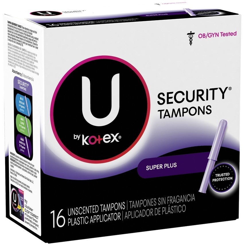 slide 1 of 1, U by Kotex Super Plus Absorbency Unscented Security Tampons, 16 ct