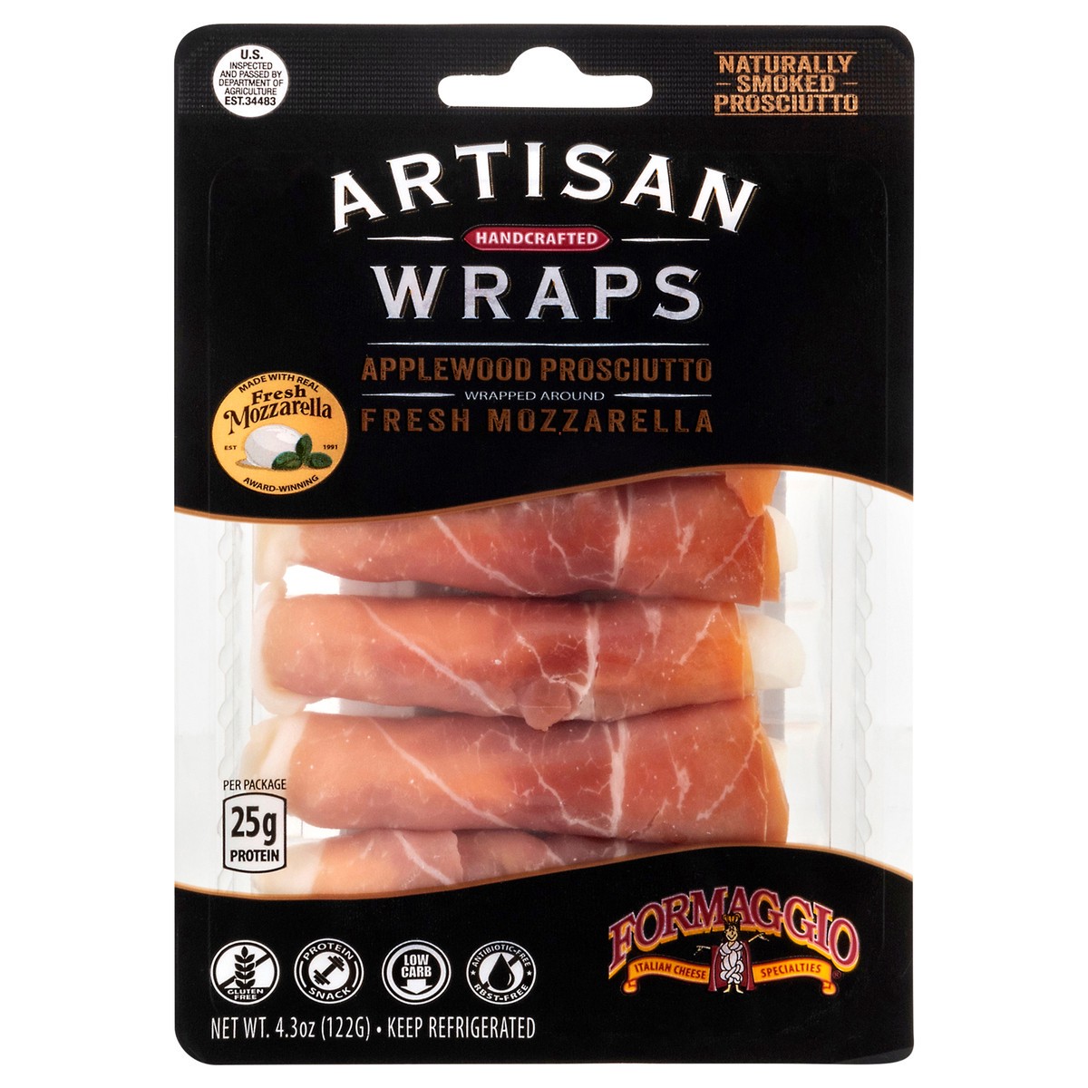 slide 1 of 14, Formaggio Handcrafted Applewood Prosciutto Artisan Wraps 4.3 oz, 4.3 oz