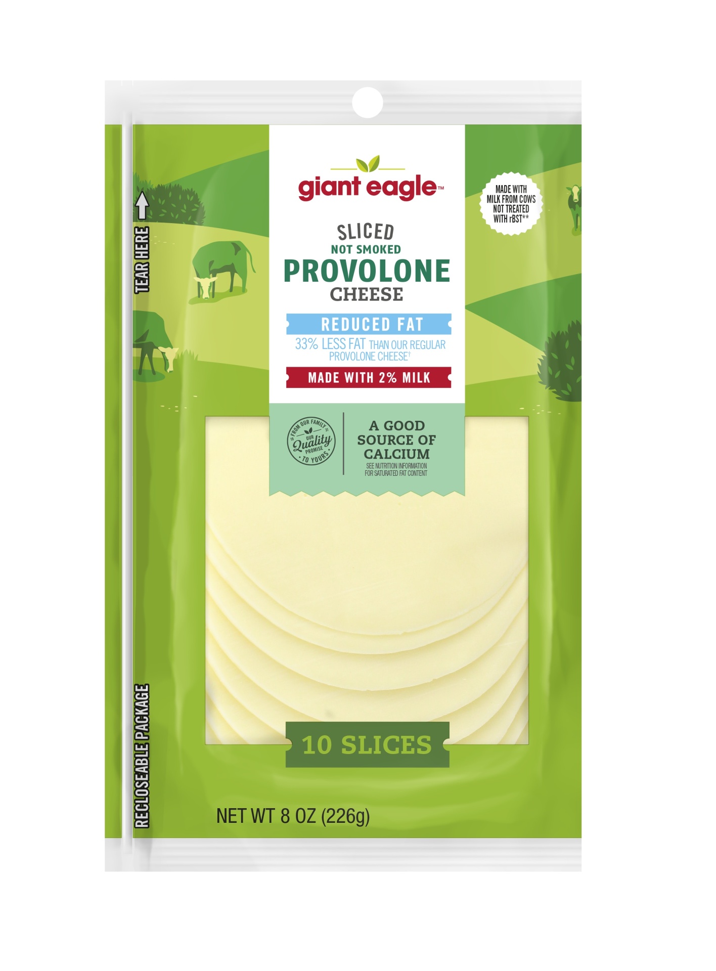 slide 1 of 1, Giant Eagle Reduced Fat Sliced Provolone Cheese, 8 oz