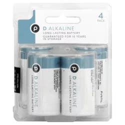 Publix Battery, D Alkaline, 4 Pack