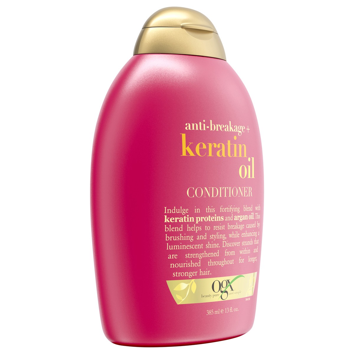 slide 2 of 4, OGX Anti-Breakage + Keratin Oil Fortifying Conditioner, 13 fl oz, 385 ml