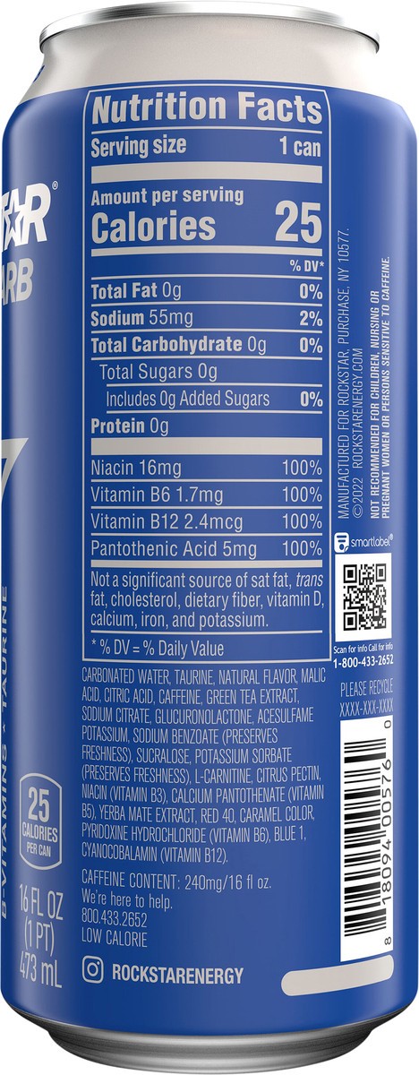 slide 4 of 5, Rockstar Zero Carb Energy Drink - 16 fl oz, 16 oz