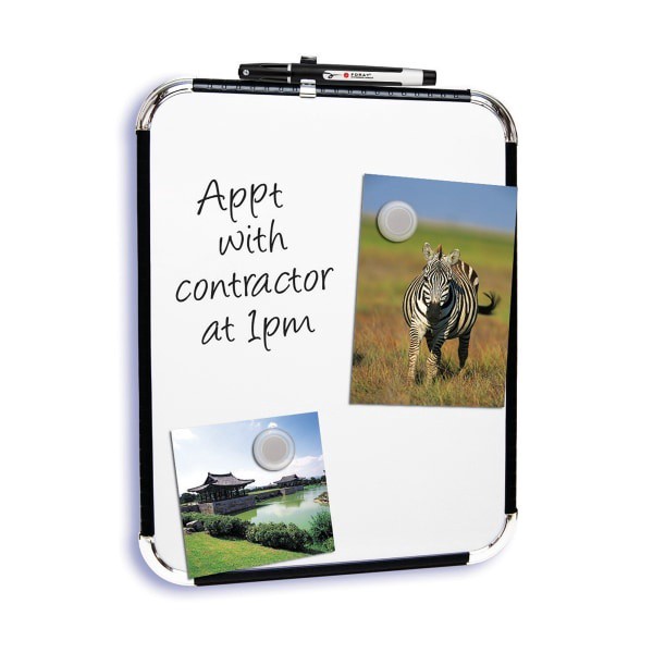slide 1 of 2, FORAY Magnetic Dry-Erase Board, White Board, Black Plastic Frame, 11 in x 14 in