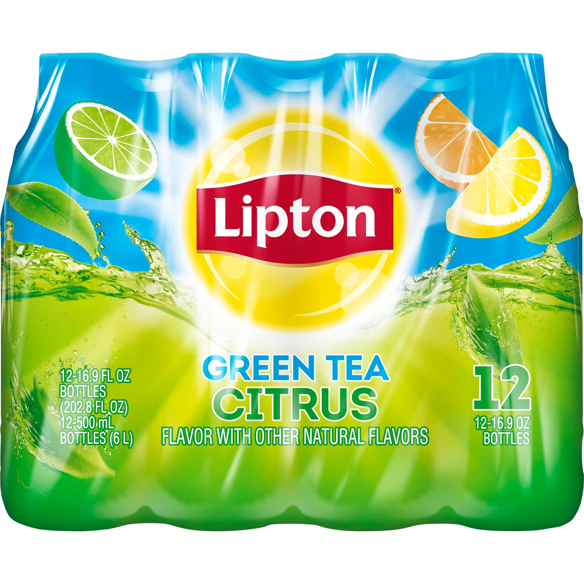 slide 1 of 21, Lipton Citrus Iced Green Tea, 12 ct; 16.9 fl oz