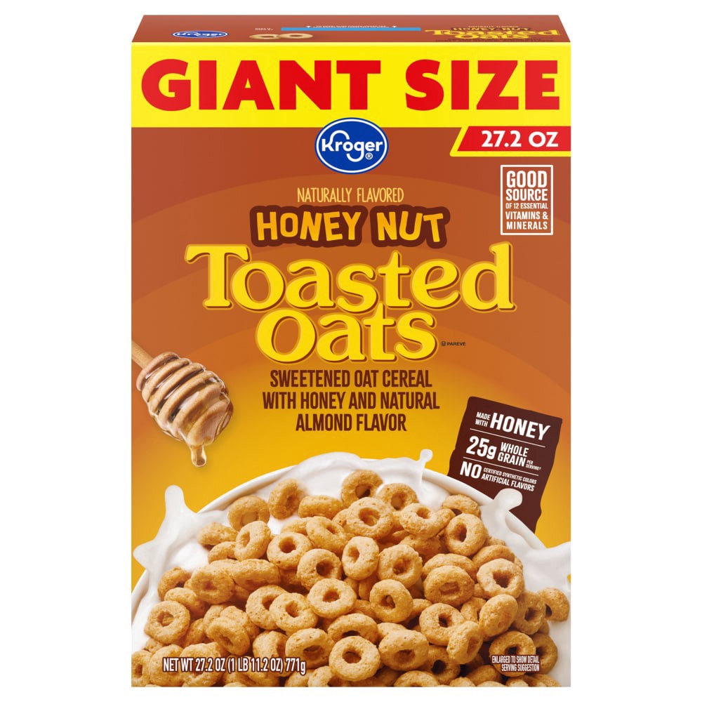 slide 1 of 1, Kroger® Honey Nut Toasted Oats Cereal, 27.2 oz
