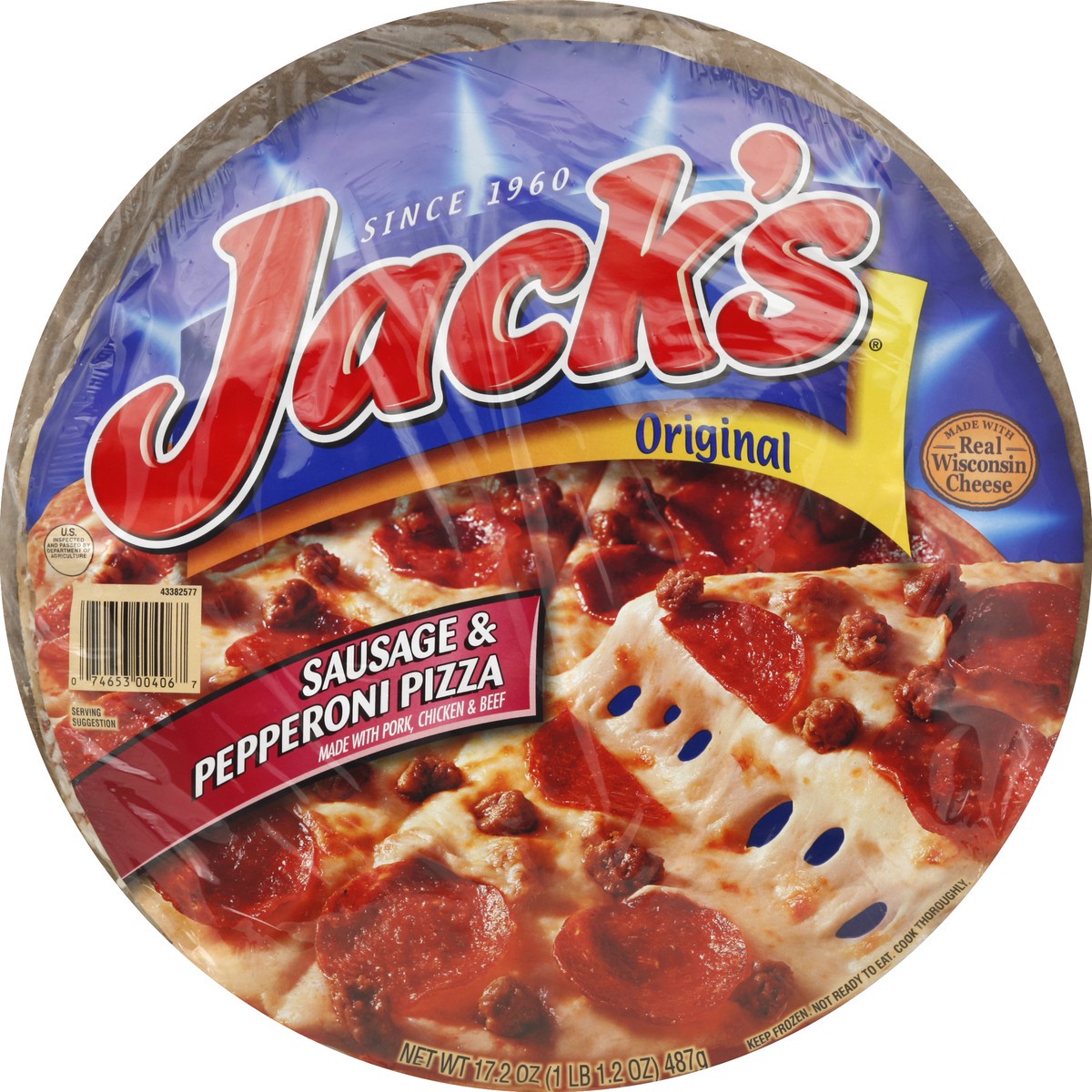 slide 5 of 6, Jack's Original Sausage & Pepperoni Pizza, 17.2 oz