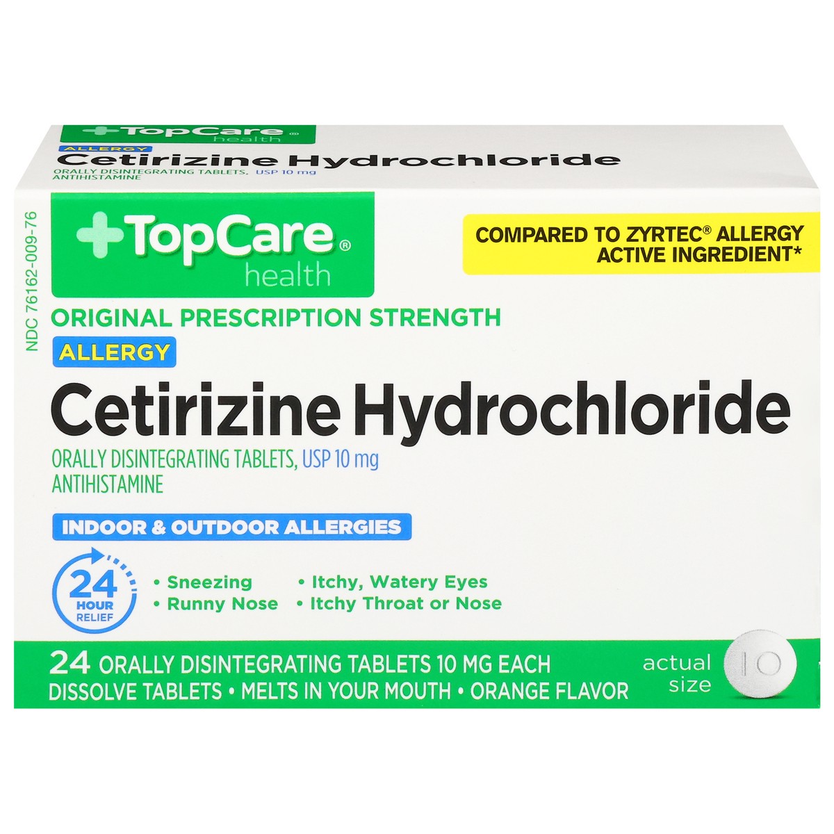 slide 12 of 14, TopCare Health 10 mg Original Prescription Strength Cetrizine Hydrochloride 24 Tablets, 24 ct