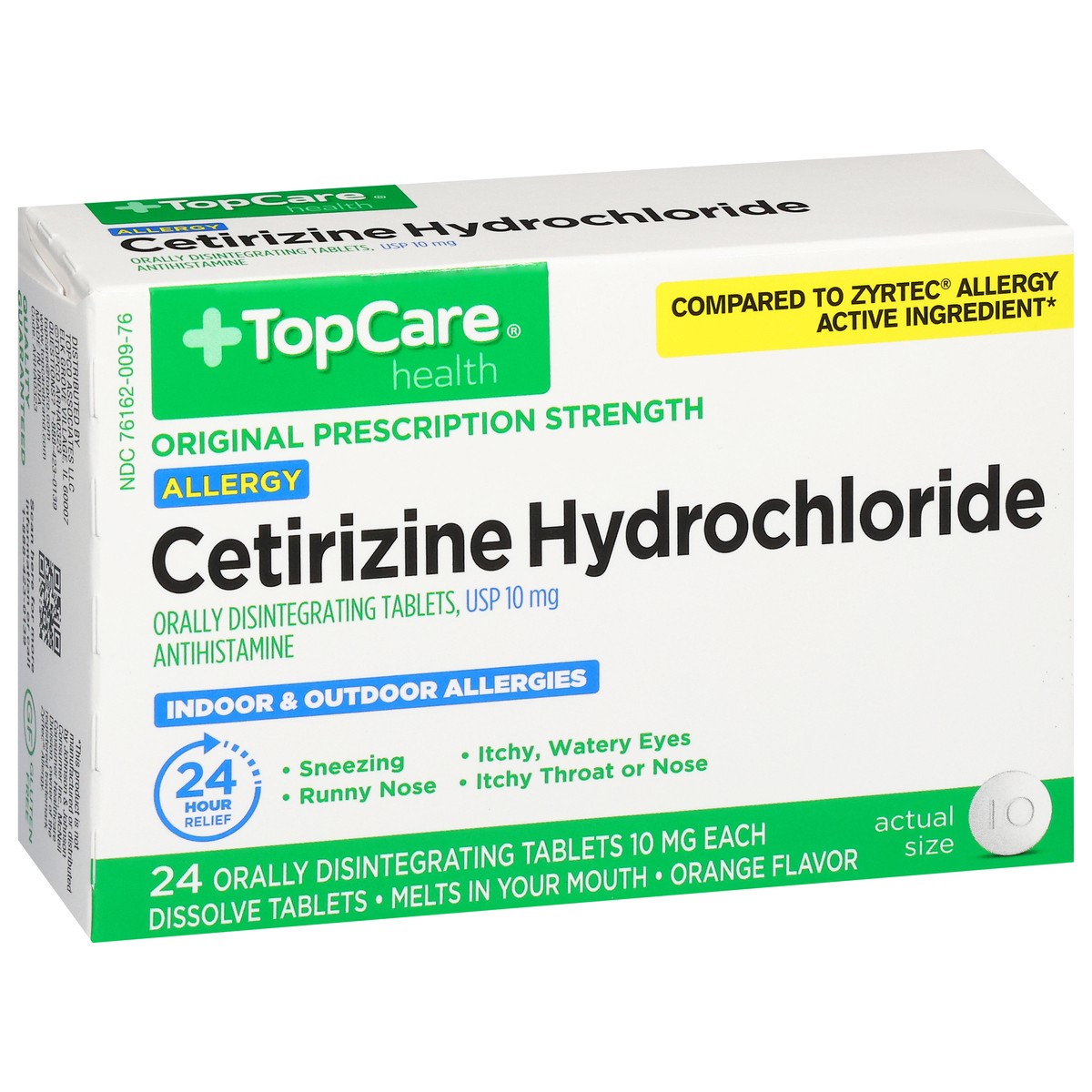 slide 7 of 14, TopCare Health 10 mg Original Prescription Strength Cetrizine Hydrochloride 24 Tablets, 24 ct