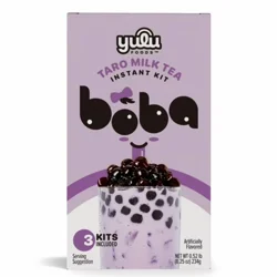 Yulu Foods Instant Boba Taro Milk Tea, Bubble Tea Kit, 3ct