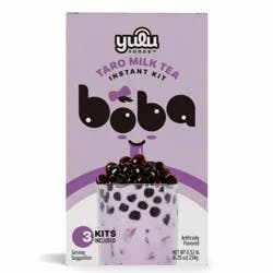 Yulu Foods Instant Boba Taro Milk Tea, Bubble Tea Kit, 3ct