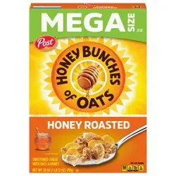 Post Honey Bunches of Oats Honey Roasted, Heart Healthy, Low Fat, made with Whole Grain Cereal, 28 Ounce