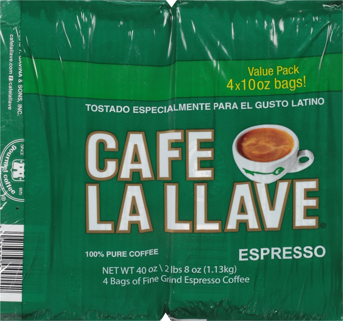 slide 6 of 9, Café La Llave Value Pack Fine Grind Espresso Coffee 4 - 10 oz Bags, 4 ct