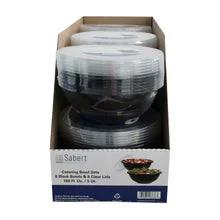 Sabert 160 oz Round Black Plastic Bowl with Lid