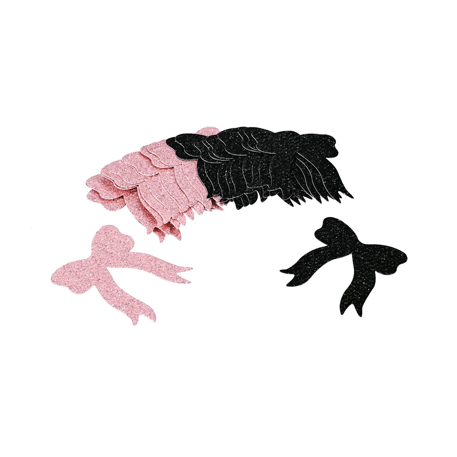 slide 2 of 3, 2" Pink & Black Bow Glitter Confetti By Celebrate It, 2 in