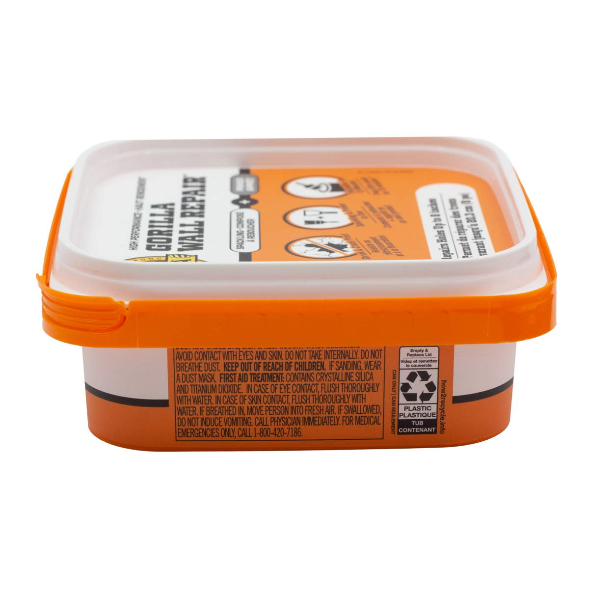 slide 3 of 6, Gorilla Wall Repair White Interior/Exterior Spackling 8 Ounce(s) Kit, 8 fl oz; 236 ml