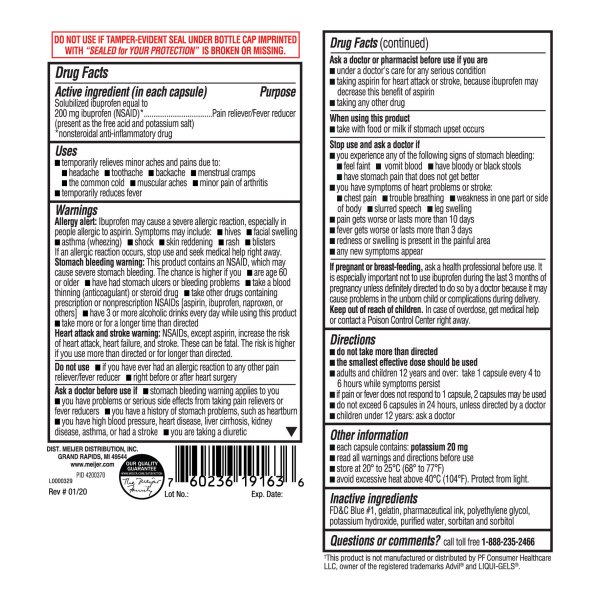 slide 2 of 4, Meijer Ibuprofen Liquid Softgels Capsules, 300 ct 200 mg