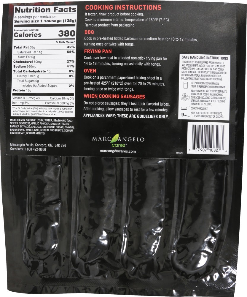 slide 3 of 4, Marcangelo Bacon Wrapped Sweet Italian Pork Sausage, 4 ct / 4.41 oz