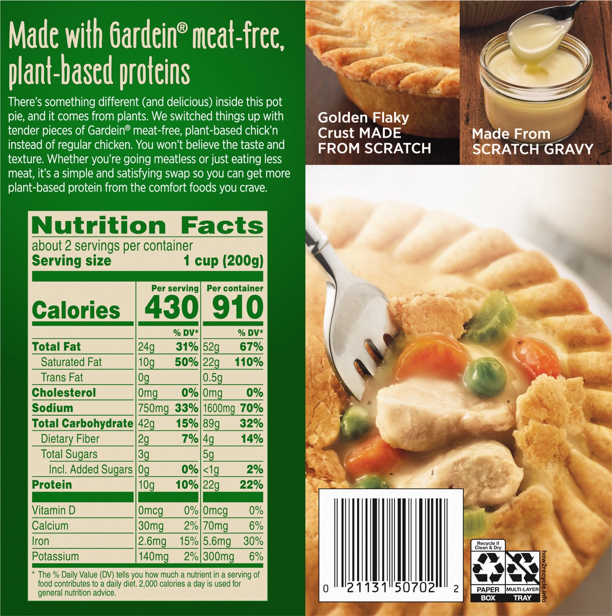 slide 7 of 9, Marie Callender's Gardein Plant-Based Vegetarian Chick'n Pot Pie 15 oz, 15 oz