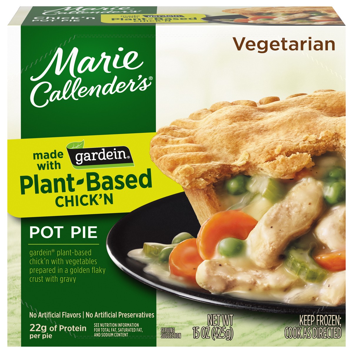 slide 1 of 9, Marie Callender's Gardein Plant-Based Vegetarian Chick'n Pot Pie 15 oz, 15 oz