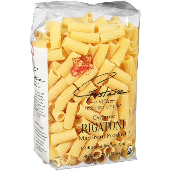 slide 1 of 1, Gustare Vita Traditional Bronze Cut Organic Rigatoni Macaroni Product, 16 oz