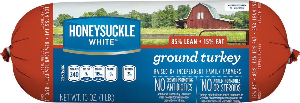 slide 4 of 4, Honeysuckle White 85% Lean Ground Turkey Roll, 1 lb