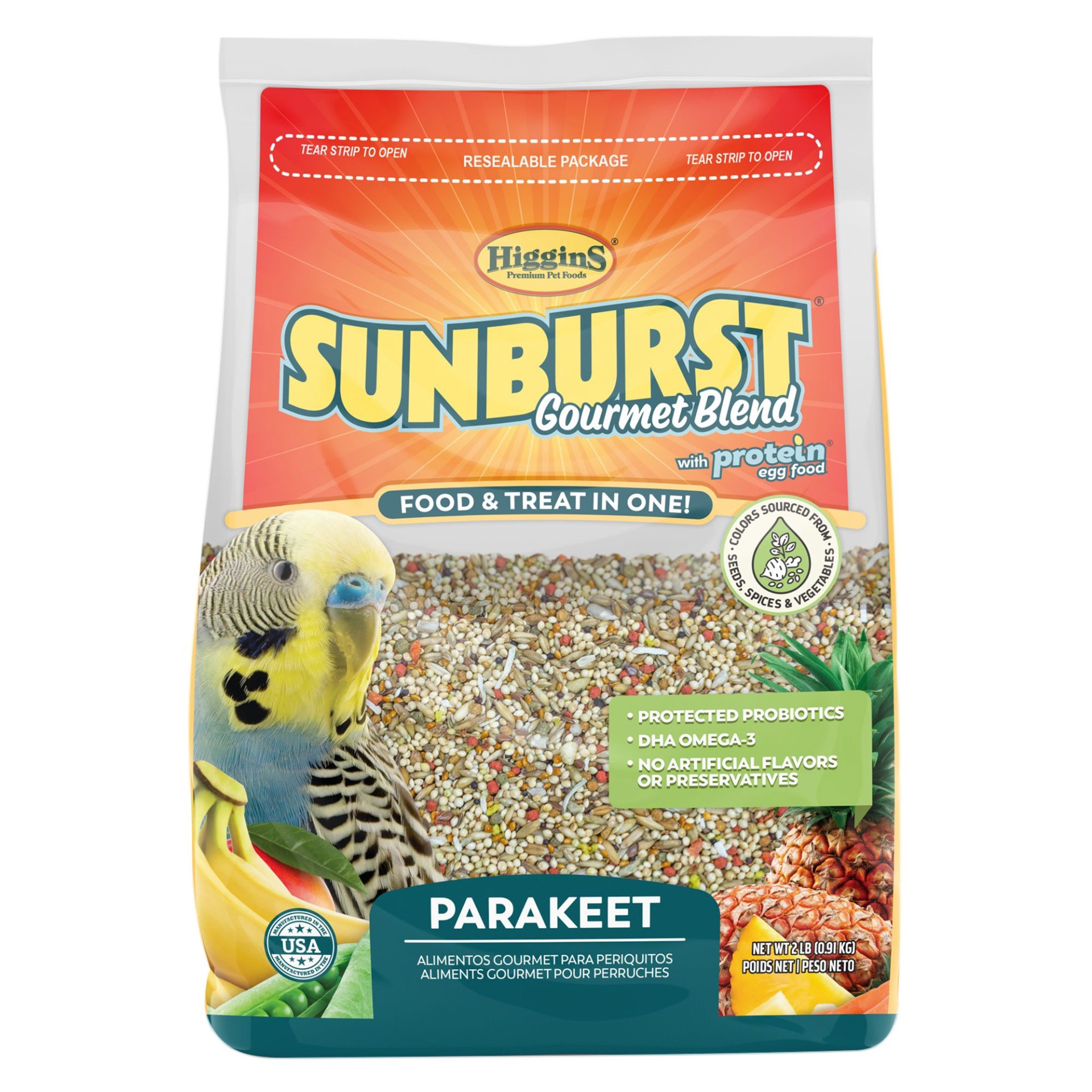 slide 1 of 1, Higgins Sunburst Gourmet Food Mix for Parakeets, 2 lb