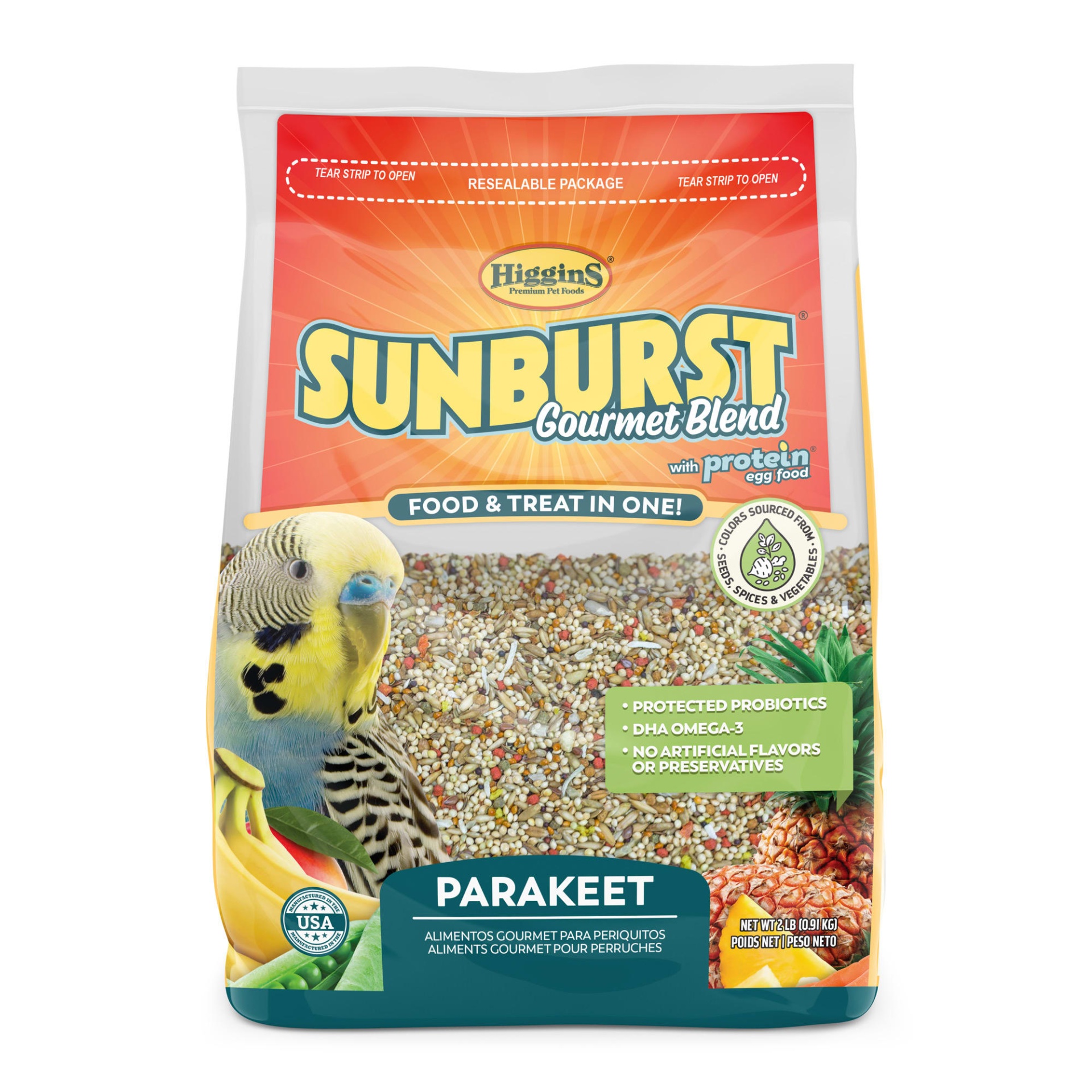 slide 1 of 1, Higgins Sunburst Gourmet Food Mix for Parakeets, 2 lb