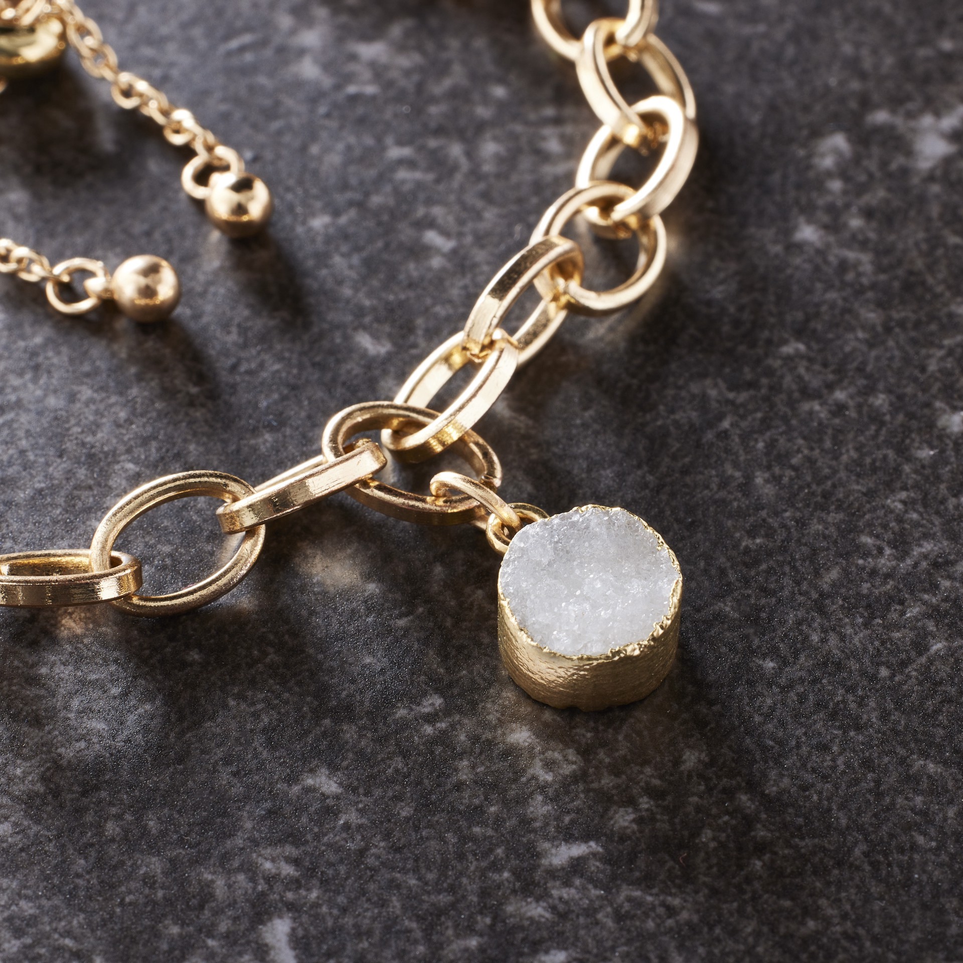 slide 3 of 3, Round White Dyed Quartz Charm By Bead Landing, 10 mm charm diameter