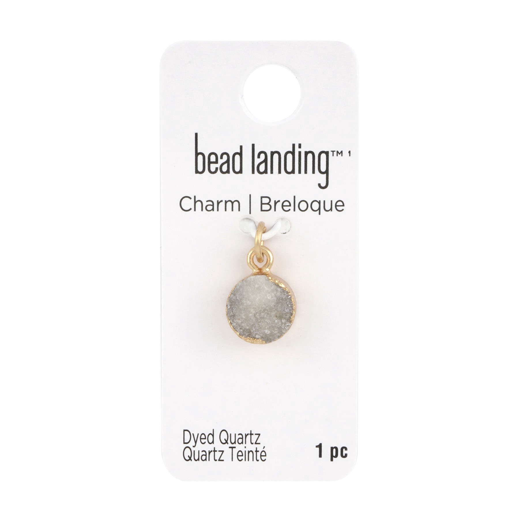 slide 2 of 3, Round White Dyed Quartz Charm By Bead Landing, 10 mm charm diameter