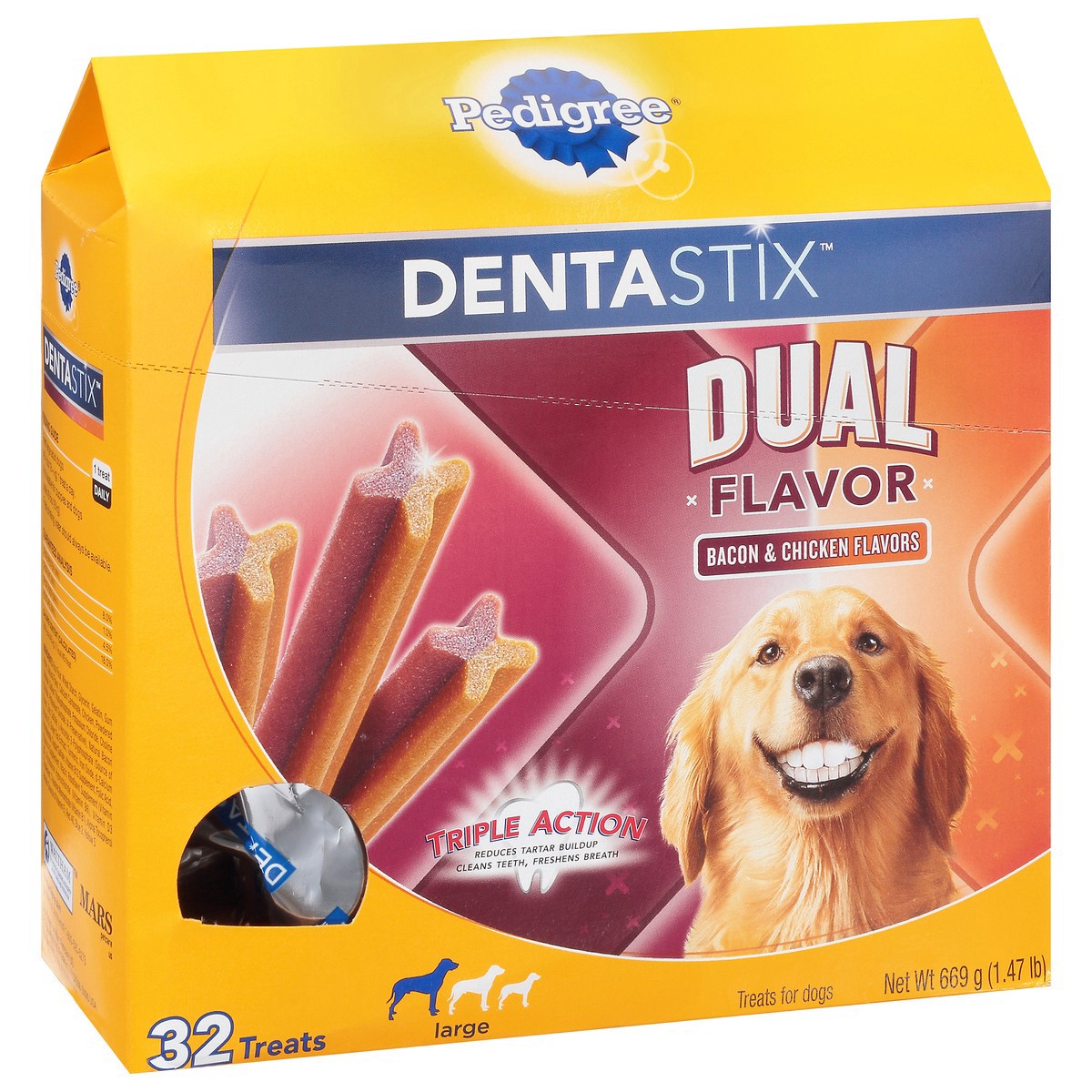 slide 4 of 17, Pedigree DentaStix Large Dual Flavor Bacon & Chicken Treats for Dogs 32 ea, 32 ct