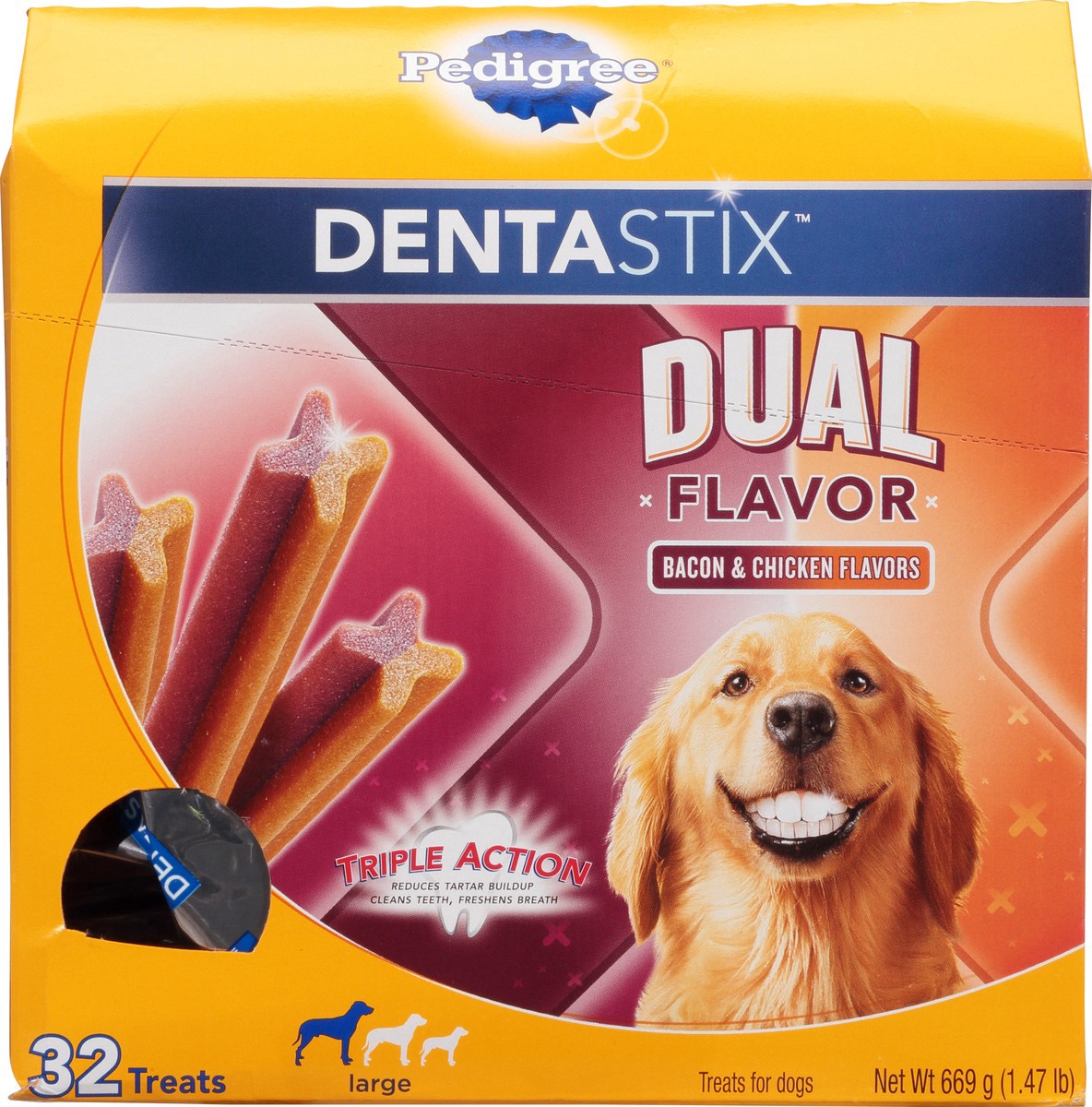 slide 14 of 17, Pedigree DentaStix Large Dual Flavor Bacon & Chicken Treats for Dogs 32 ea, 32 ct