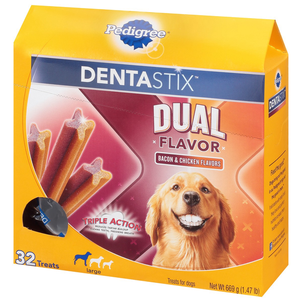 slide 15 of 17, Pedigree DentaStix Large Dual Flavor Bacon & Chicken Treats for Dogs 32 ea, 32 ct