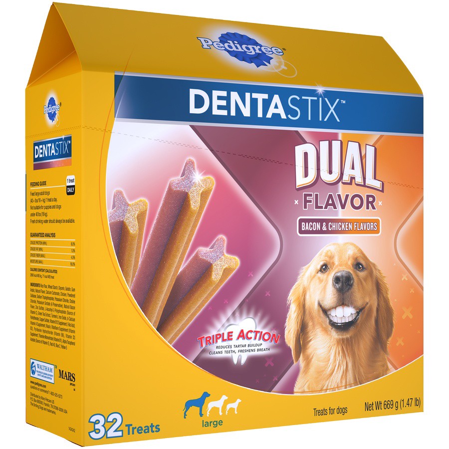 slide 6 of 17, Pedigree DentaStix Large Dual Flavor Bacon & Chicken Treats for Dogs 32 ea, 32 ct